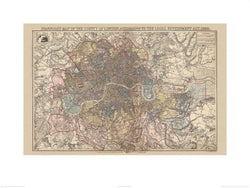 Art Print Stanfords - Map of the County of London 1888 60x80cm