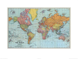Art Print Stanfords - General Map of the World 1920 60x80cm