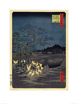 Art Print Hiroshige - Fox Fires on New Years Eve at the Changing Tree in Oji 60x80cm