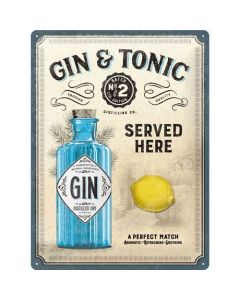 Gin & Tonic Served Here Metal wall sign 30x40cm