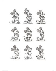 Mickey Mouse Sketched Multi Art Print 60x80cm