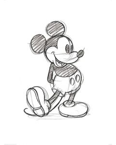 Mickey Mouse Sketched Single Art Print 60x80cm