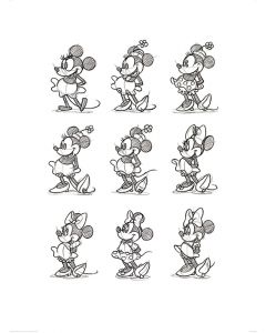 Minnie Mouse Sketched Multi Art Print 60x80cm