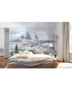 White Enchanted Mountains 8-part Wall Mural 400x280cm