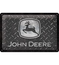 John Deere Diamond Plate Black Metal wall sign 20x30cm