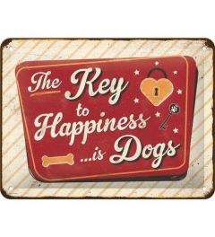The Key to Happiness is Dogs Metal wall sign 15x20cm