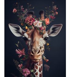 Flower Giraffe Art Print 40x50cm
