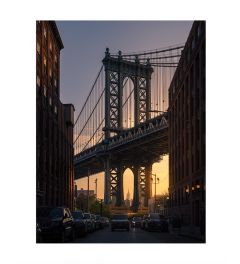 Manhattan Bridge By Night Kunstdruk