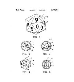 Twenty-Sided Dice Patent Fig 1 To 5 Art Print