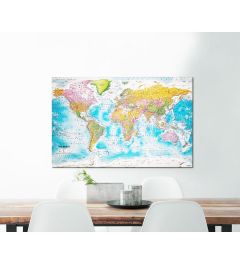 Worldmap Canvas Pin board 60x90cm