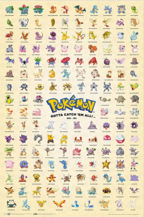 Poster Pokémon - Kanto 151