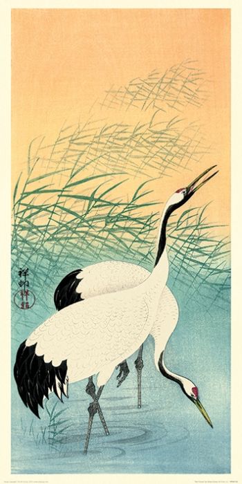 Ohara Koson Two Cranes Art Print 30x60cm